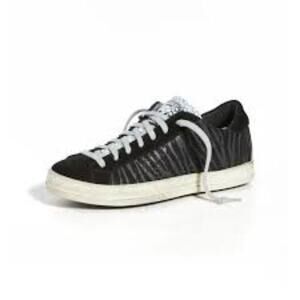 P448 JOHN ZEBRA METALLIC STRIPE BLACK SNEAKER SIZE 40 (9/9.5)